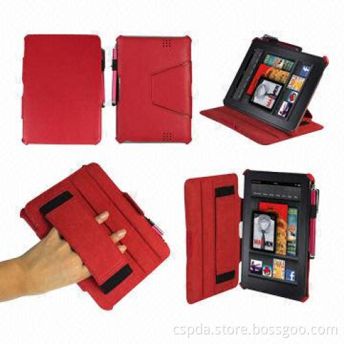 2013 PU Leather Case for E-book Kindle Fire HD 2, Red with Stand Function